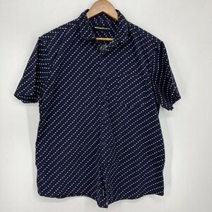 Molokai Surf Co. Short‎ Sleeve Button Shirt Men's XL Blue Geometric Print